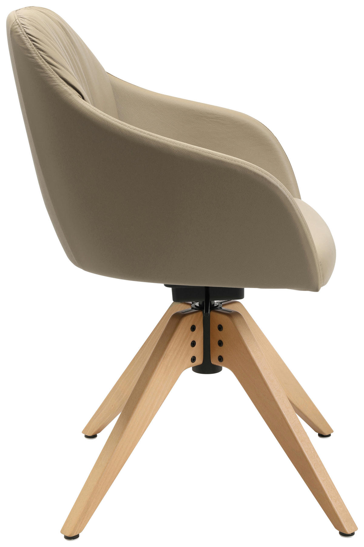 ARMLEHNSTUHL  in Echtleder pigmentiert  - Eichefarben/Beige, Design, Leder/Holz (58/82,5-85,2/60cm) - Johann Jakob