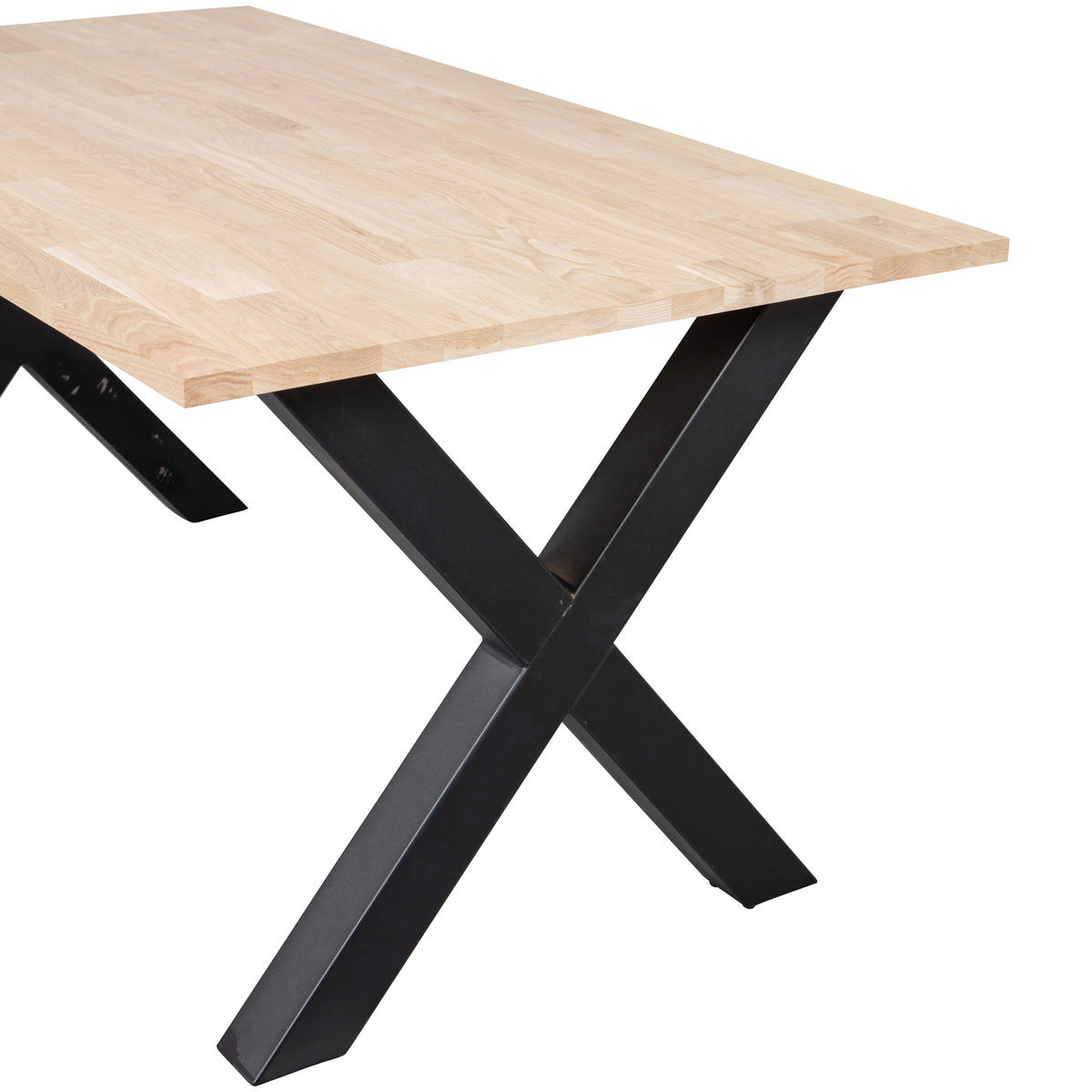 ESSTISCH Eiche massiv rechteckig Eichefarben  - Eichefarben/Schwarz, Design, Holz/Metall (160/90/75cm) - Livetastic