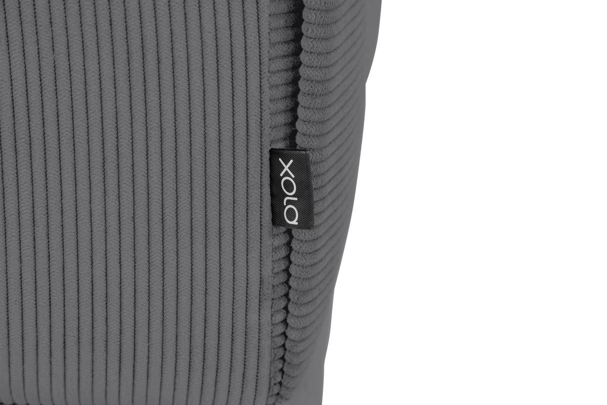 ECKSOFA ERNO Grau Cord  inkl.  - Schwarz/Grau, Design, Textil/Metall (262/183cm) - MID.YOU