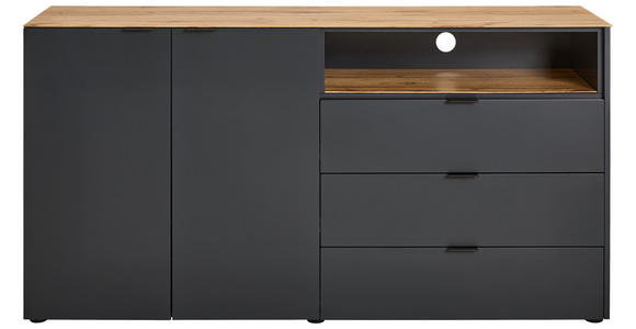 SIDEBOARD 160/82/42 cm  in Anthrazit, Eichefarben  - Eichefarben/Anthrazit, LIFESTYLE, Glas/Holzwerkstoff (160/82/42cm) - Novel