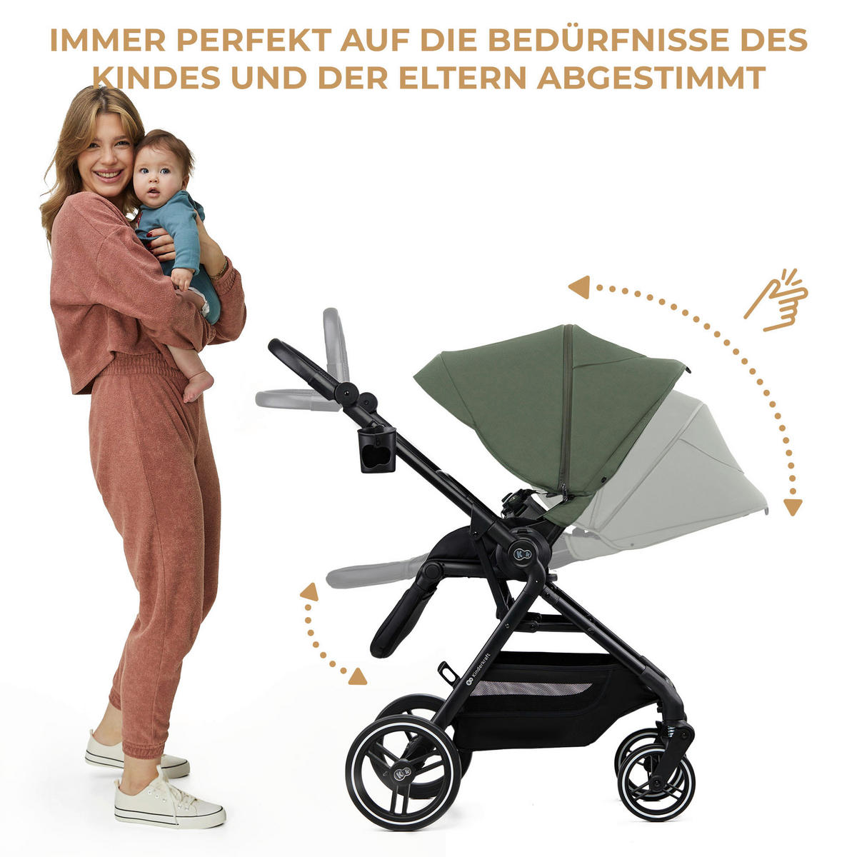 KINDERWAGEN Yoxi 3in1  - Olivgrün, Basics, Kunststoff (107/59/97cm) - Kinderkraft