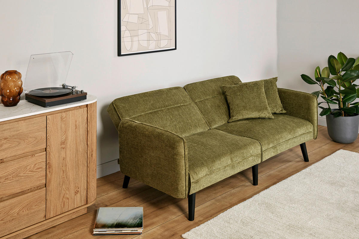 SCHLAFSOFA Bouclé Grün, Opal  - Champagner/Opal, MODERN, Holz/Textil (191/83/84cm) - Livetastic