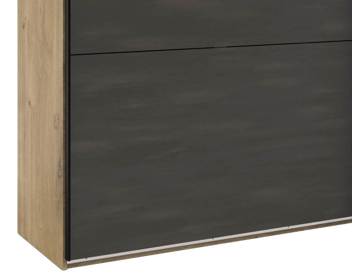 SCHWEBETÜRENSCHRANK in Graphitfarben, Eichefarben  - Eichefarben/Graphitfarben, Basics, Holzwerkstoff/Metall (200/218/65cm) - MID.YOU