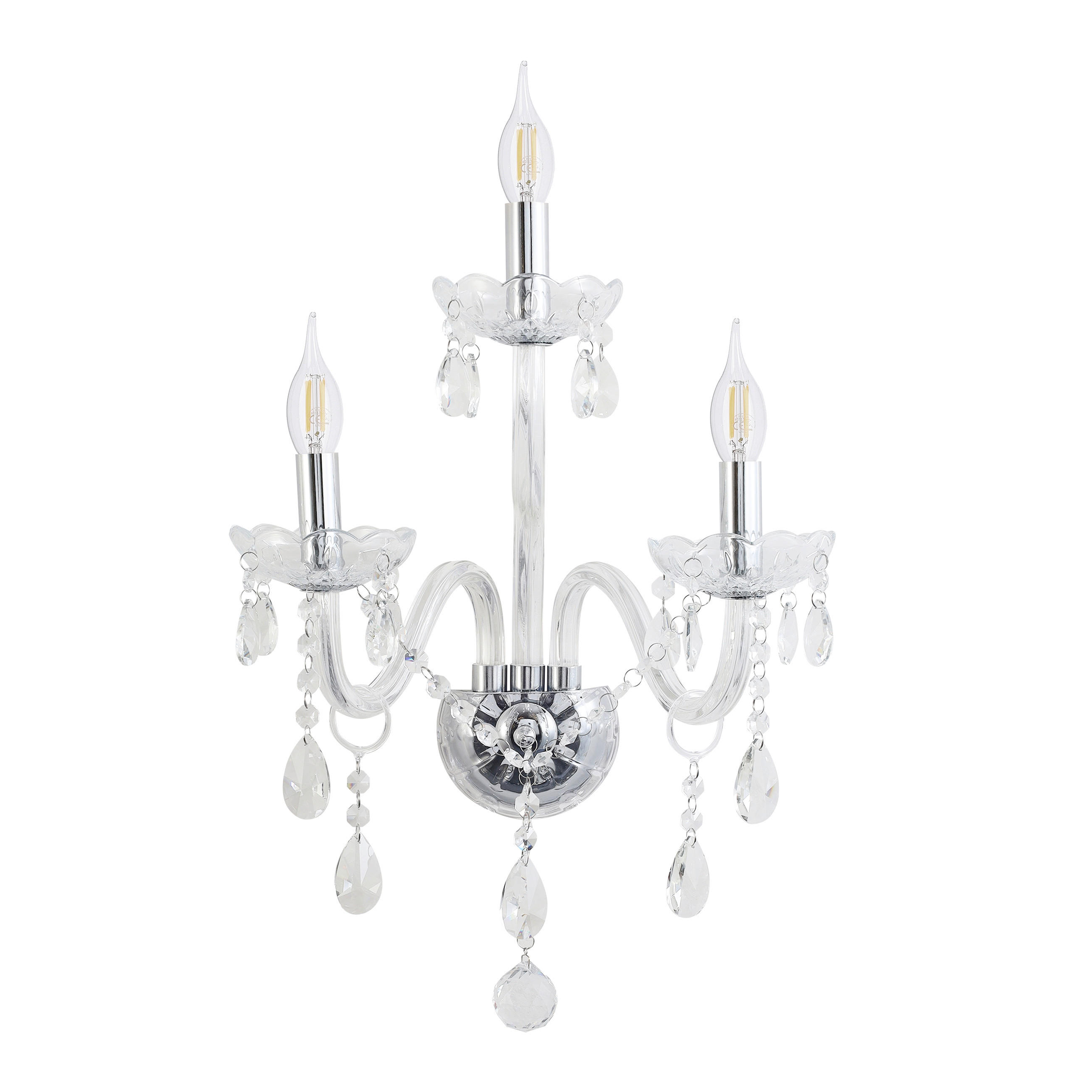 WANDLEUCHTE 21/38/55 cm   - Transparent, KONVENTIONELL, Metall (21/38/55cm)
