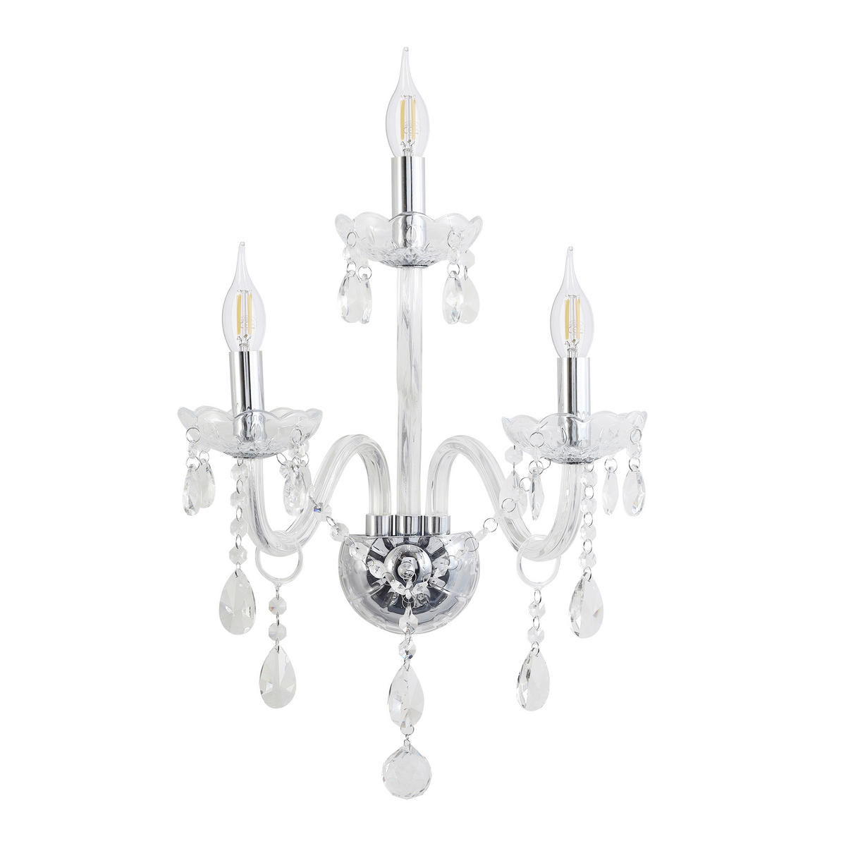WANDLEUCHTE 21/38/55 cm   - Transparent, KONVENTIONELL, Metall (21/38/55cm)