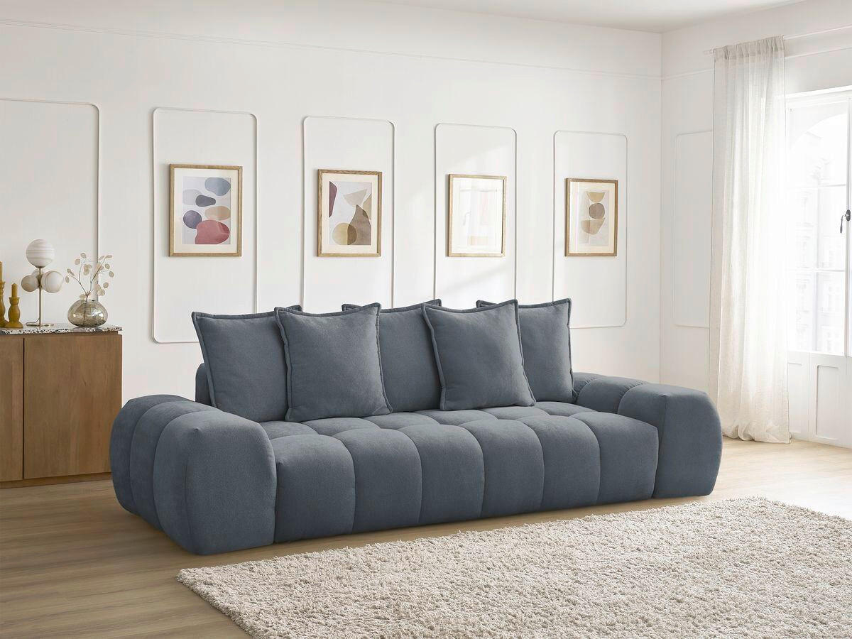 3-SITZER-SOFA EVEREST Struktur Dunkelblau  - Schwarz/Dunkelblau, MODERN, Kunststoff/Textil (278/90/115cm)
