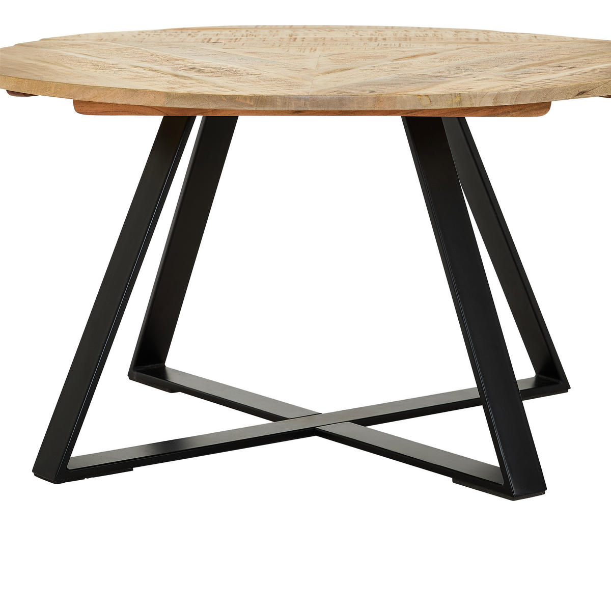 COUCHTISCH Mangoholz vollmassiv 80/80/45 cm rund Naturfarben  - Schwarz/Naturfarben, LIFESTYLE, Holz/Metall (80/80/45cm) - Landscape