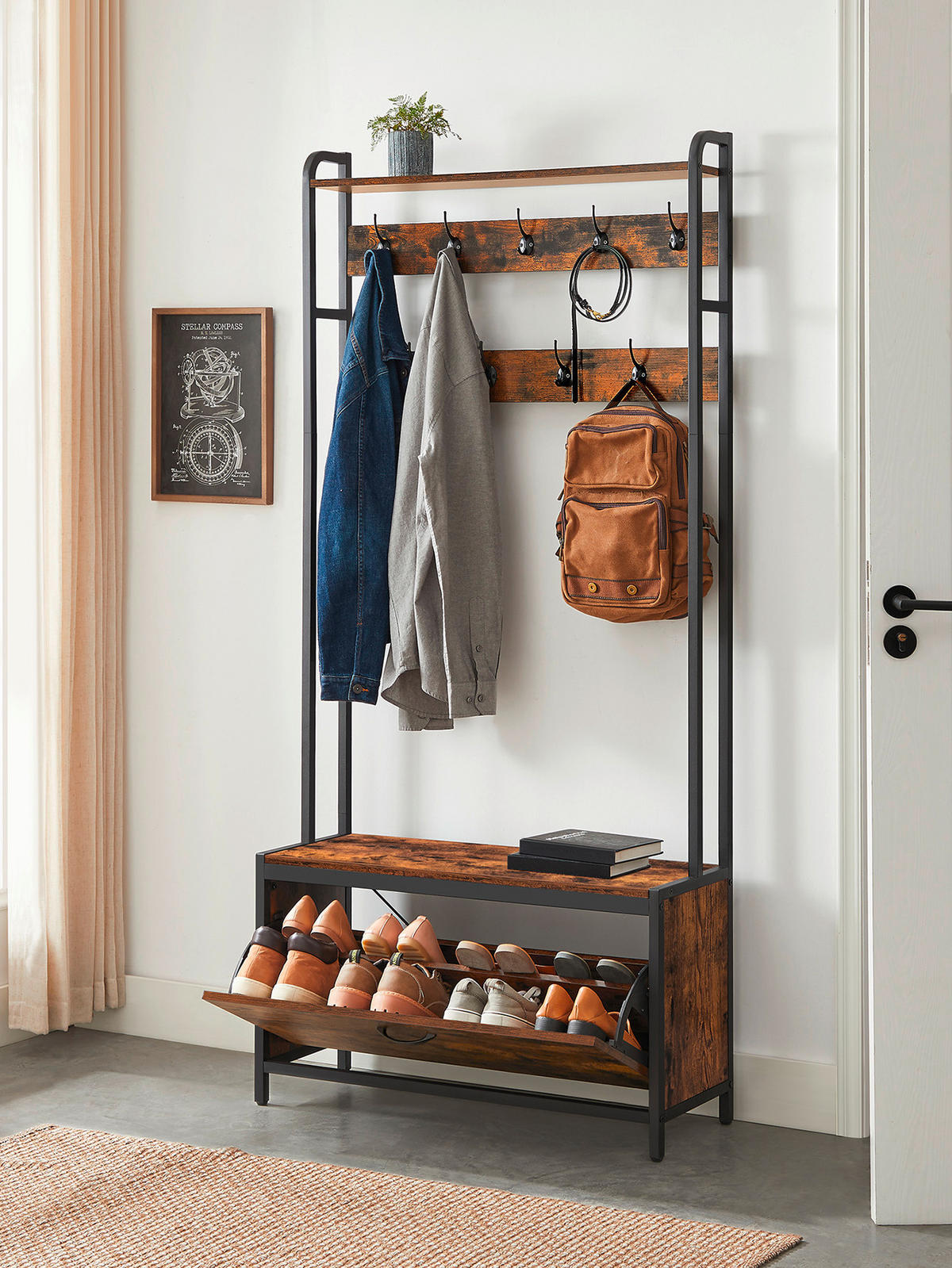 GARDEROBE  in 85/30/180 cm  - Schwarz/Braun, Trend, Holzwerkstoff/Metall (85/30/180cm) - MID.YOU