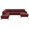 WOHNLANDSCHAFT in Echtleder Brombeere  - Brombeere/Schwarz, Design, Leder/Metall (233/339/165cm) - Beldomo Premium