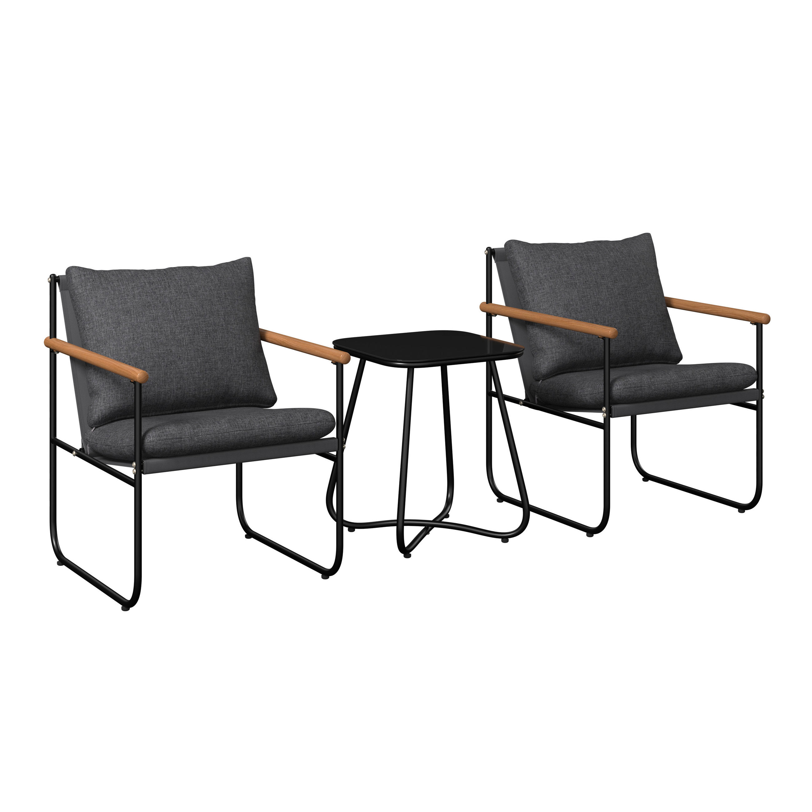 BALKONSET  3-teilig  - Anthrazit/Schwarz, MODERN, Glas/Textil (56/78/70cm) - Ambia Garden