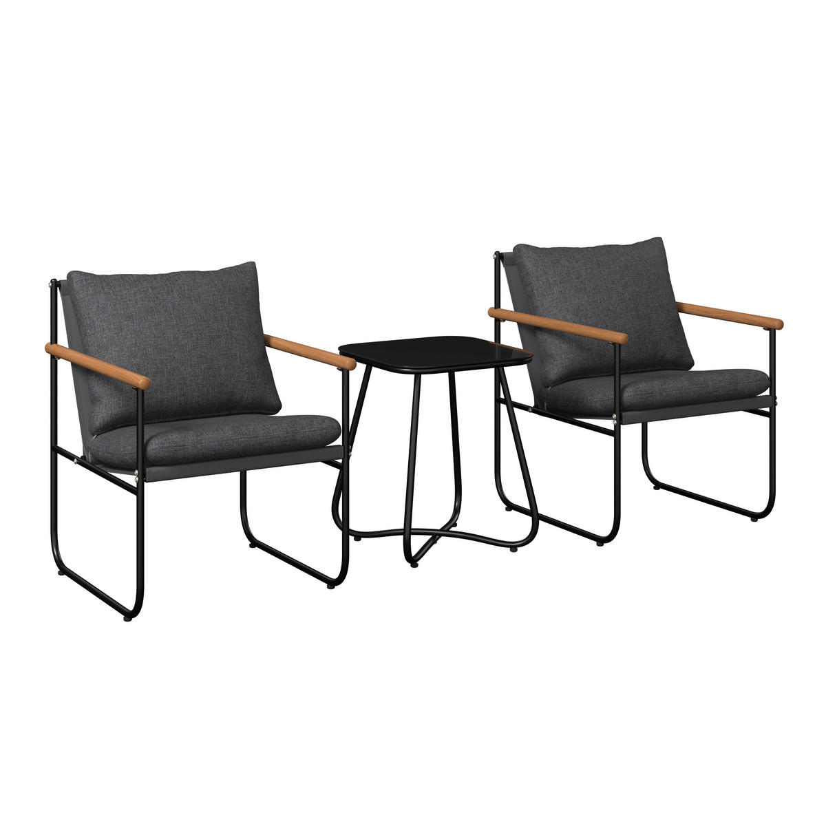 BALKONSET  3-teilig  - Anthrazit/Schwarz, MODERN, Glas/Textil (56/78/70cm) - Ambia Garden