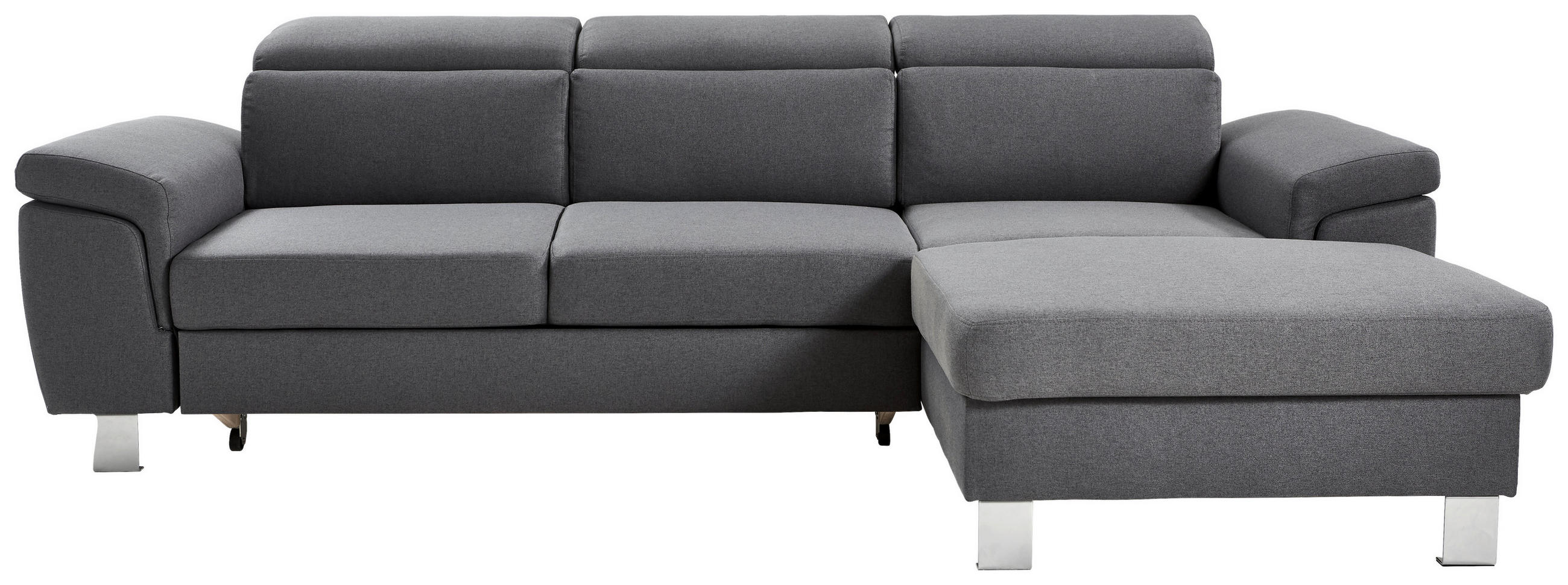 ECKSOFA inkl.Funktionen Grau Webstoff  - Silberfarben/Grau, Design, Textil/Metall (250/167cm) - Xora