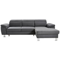 ECKSOFA inkl.Funktionen Grau Webstoff  - Silberfarben/Grau, Design, Textil/Metall (250/167cm) - Xora