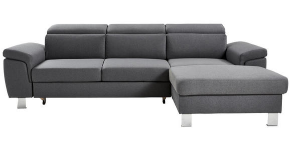 ECKSOFA inkl.Funktionen Grau Webstoff  - Silberfarben/Grau, Design, Textil/Metall (250/167cm) - Xora