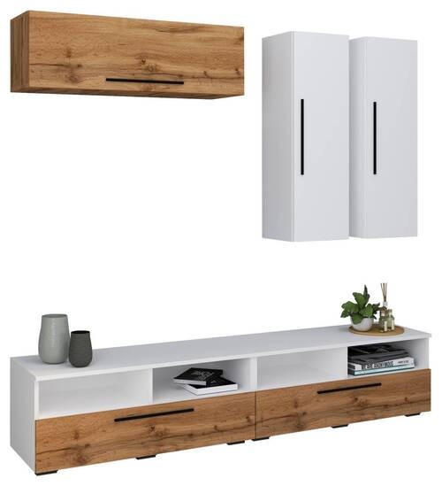 Wohnwand Arila 5-teilig Eichefarben/weiß B: 190 Cm