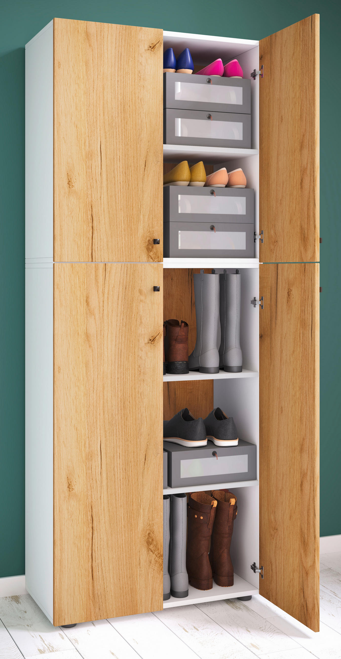 KLEIDERSCHRANK in Weiss, Honigeiche  - Honigeiche/Weiss, Design, Holzwerkstoff/Kunststoff (70/182/39cm) - MID.YOU