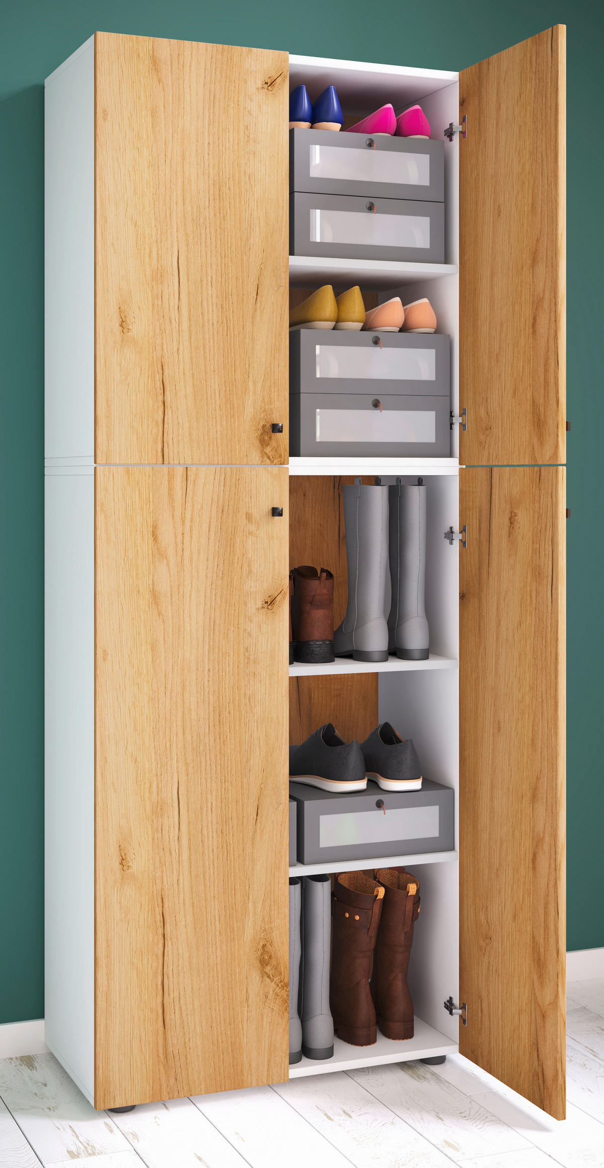 KLEIDERSCHRANK in Weiss, Honigeiche  - Honigeiche/Weiss, Design, Holzwerkstoff/Kunststoff (70/182/39cm) - MID.YOU