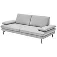 3-SITZER-SOFA in Leder Weiß  - Schwarz/Weiß, Design, Leder/Metall (222/86/104cm) - Dieter Knoll