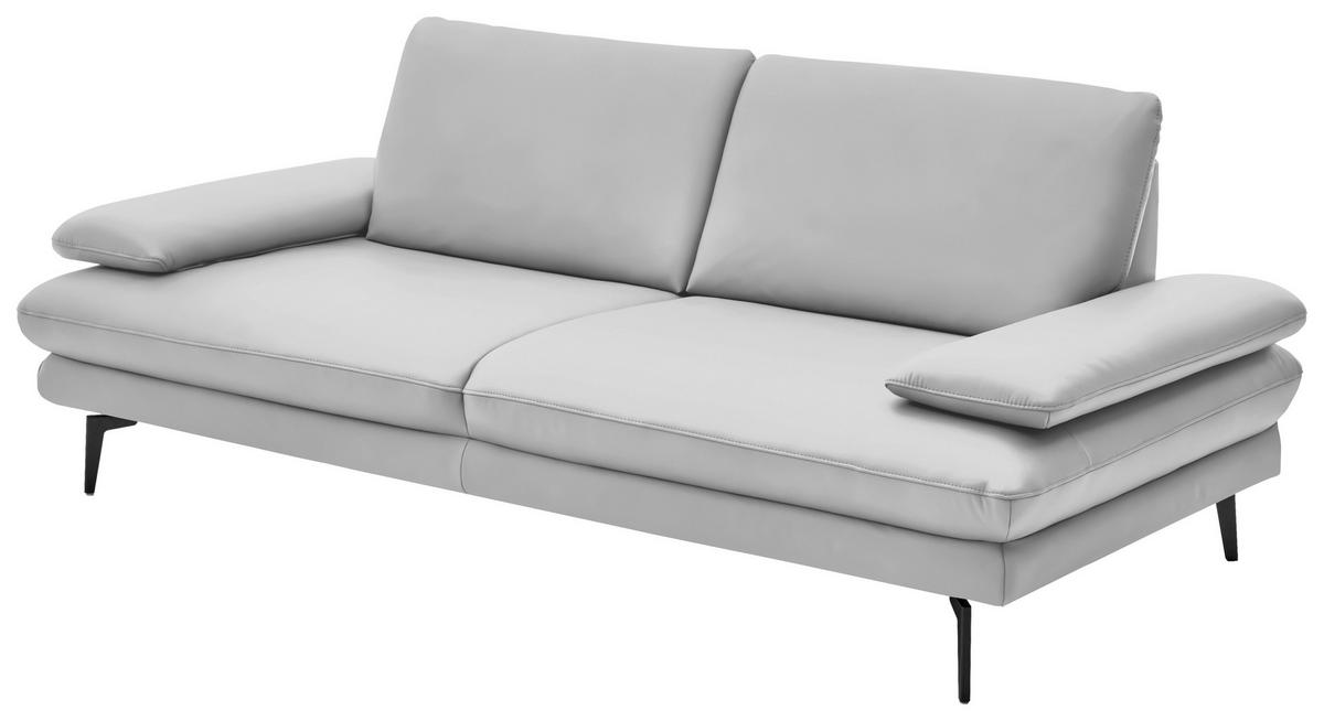 3-SITZER-SOFA in Echtleder Weiss  - Weiss/Schwarz, Design, Leder/Metall (222/86/104cm) - Dieter Knoll