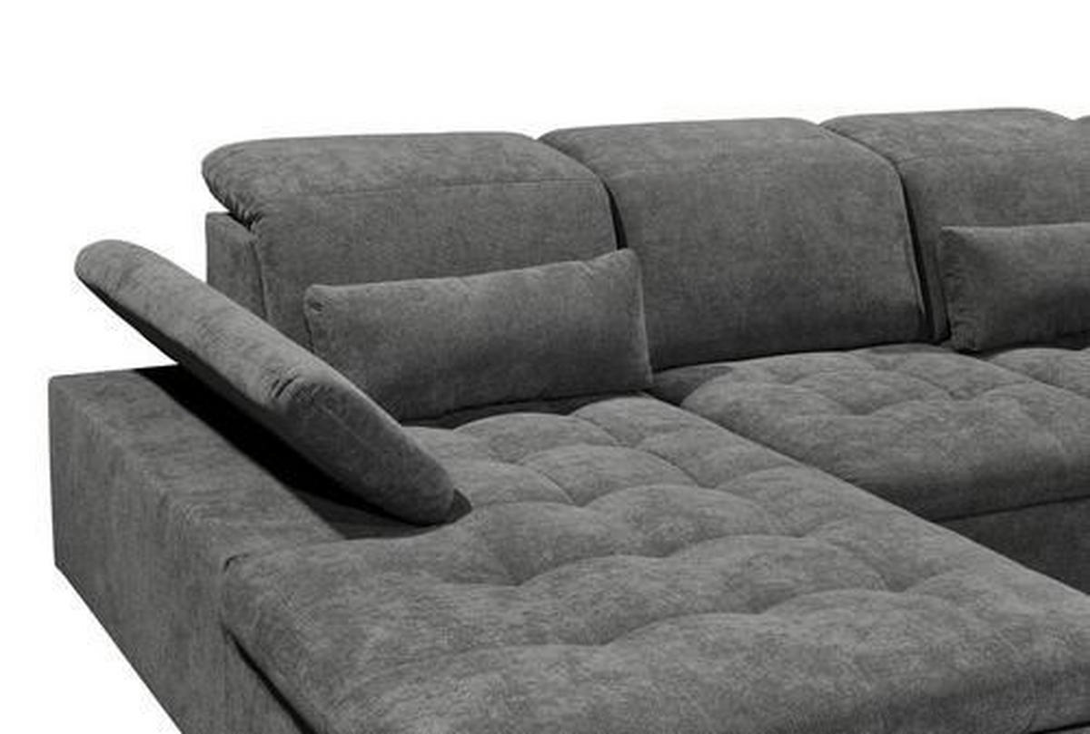 WOHNLANDSCHAFT Dunkelgrau Mikrovelours  - Dunkelgrau/Silberfarben, KONVENTIONELL, Kunststoff/Textil (188/340/240cm) - MID.YOU
