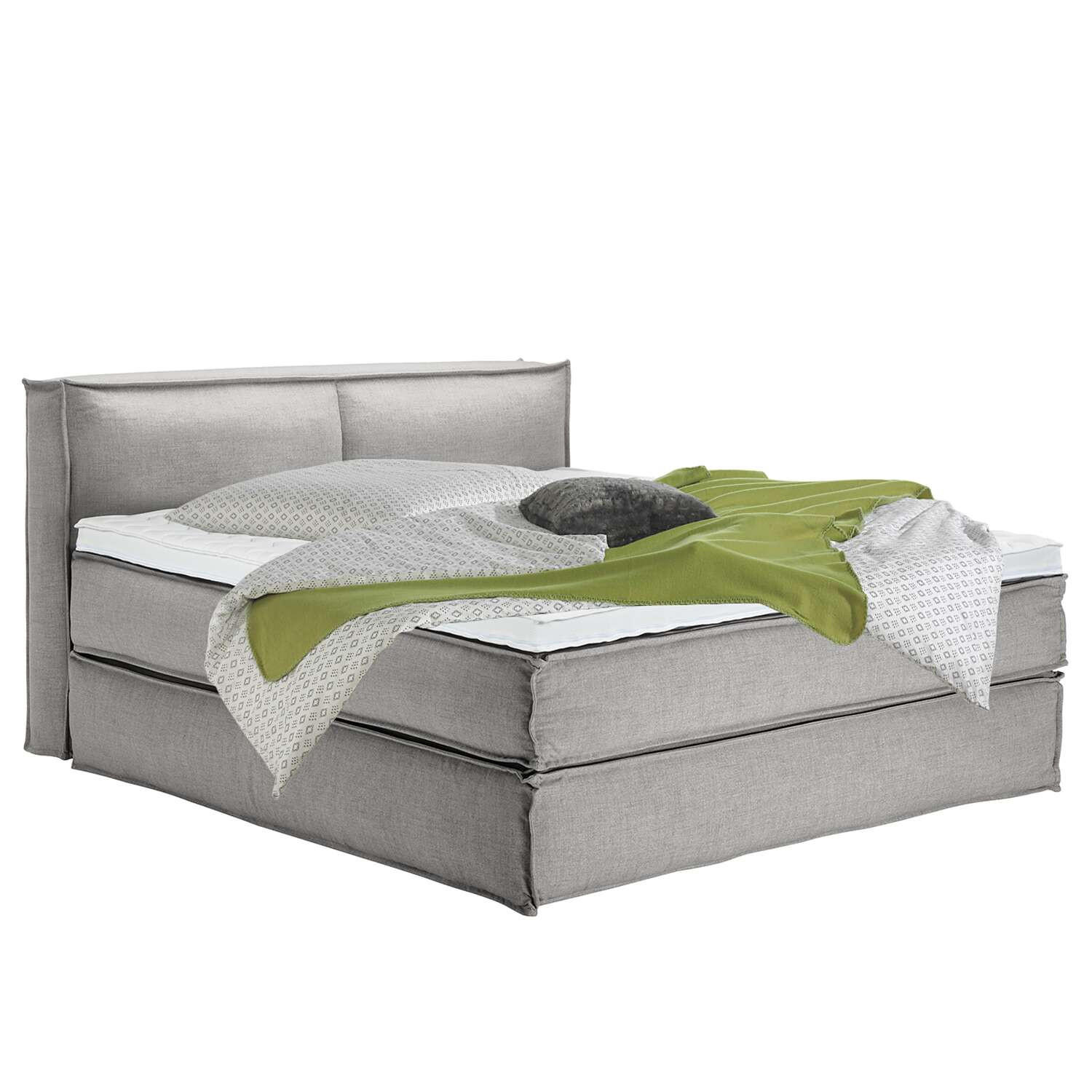 BOXSPRINGBETT 180/220 cm  in Hellgrau  - Hellgrau/Schwarz, Design, Textil (180/220cm) - home24