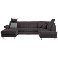 WOHNLANDSCHAFT in Struktur Graubraun  - Graubraun/Silberfarben, KONVENTIONELL, Holz/Textil (167/322/186cm) - Cantus