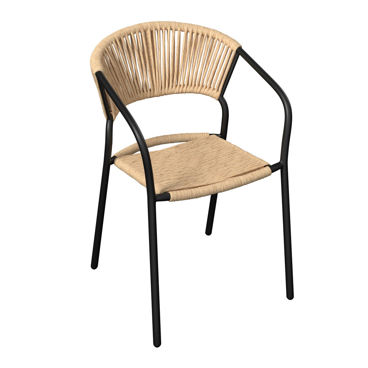 BALKONSET  - Schwarz/Naturfarben, Basics, Glas/Kunststoff (55/78/55cm) - Ambia Garden