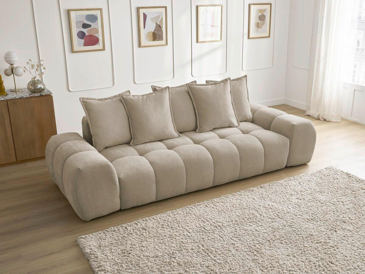 3-SITZER-SOFA EVEREST Struktur Taupe  - Taupe/Schwarz, MODERN, Kunststoff/Textil (278/90/115cm)