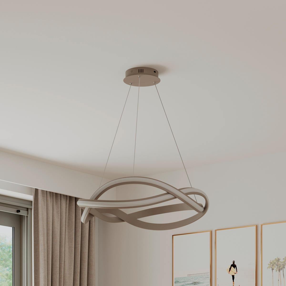 LED-HÄNGELEUCHTE Infinity 55/150 cm  - Cappuccino, Design, Kunststoff/Metall (55/150cm) - Novel