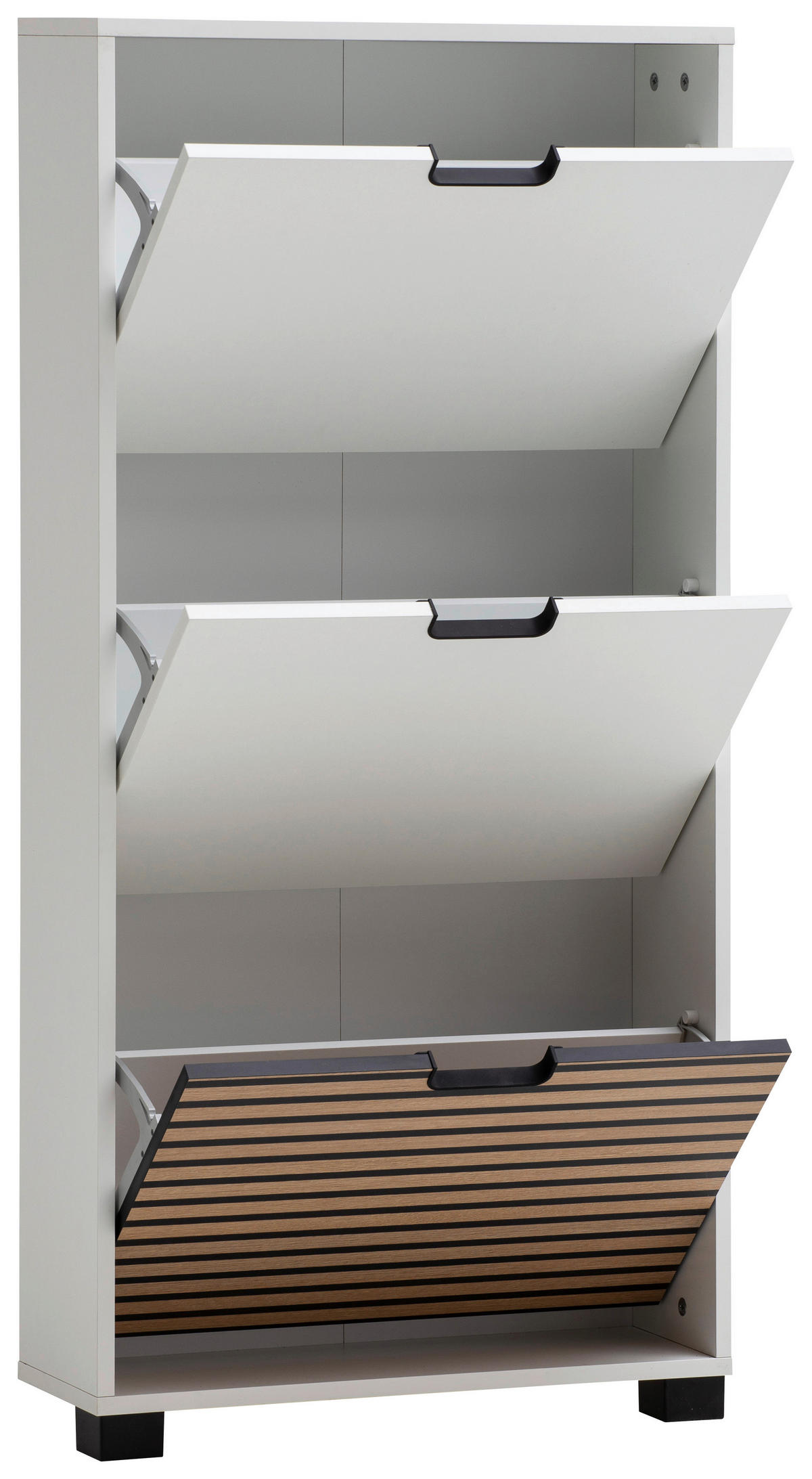 SCHUHKIPPER - Eichefarben/Schwarz, Design, Holzwerkstoff/Kunststoff (59,8/124/19,55cm) - MID.YOU