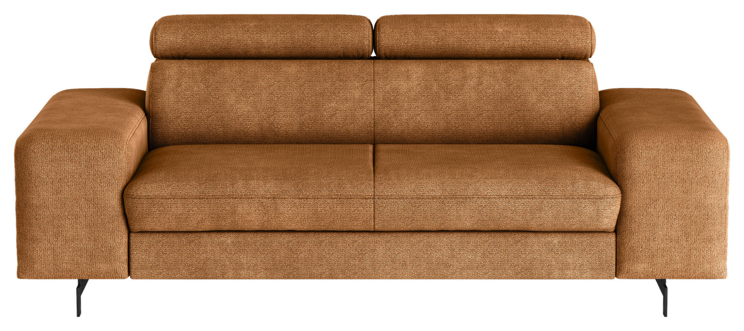 3-SITZER-SOFA Chenille Cognac  - Cognac/Schwarz, Textil/Metall (217/81/100cm) - MID.YOU