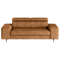 3-SITZER-SOFA Chenille Cognac  - Cognac/Schwarz, Textil/Metall (217/81/100cm) - MID.YOU