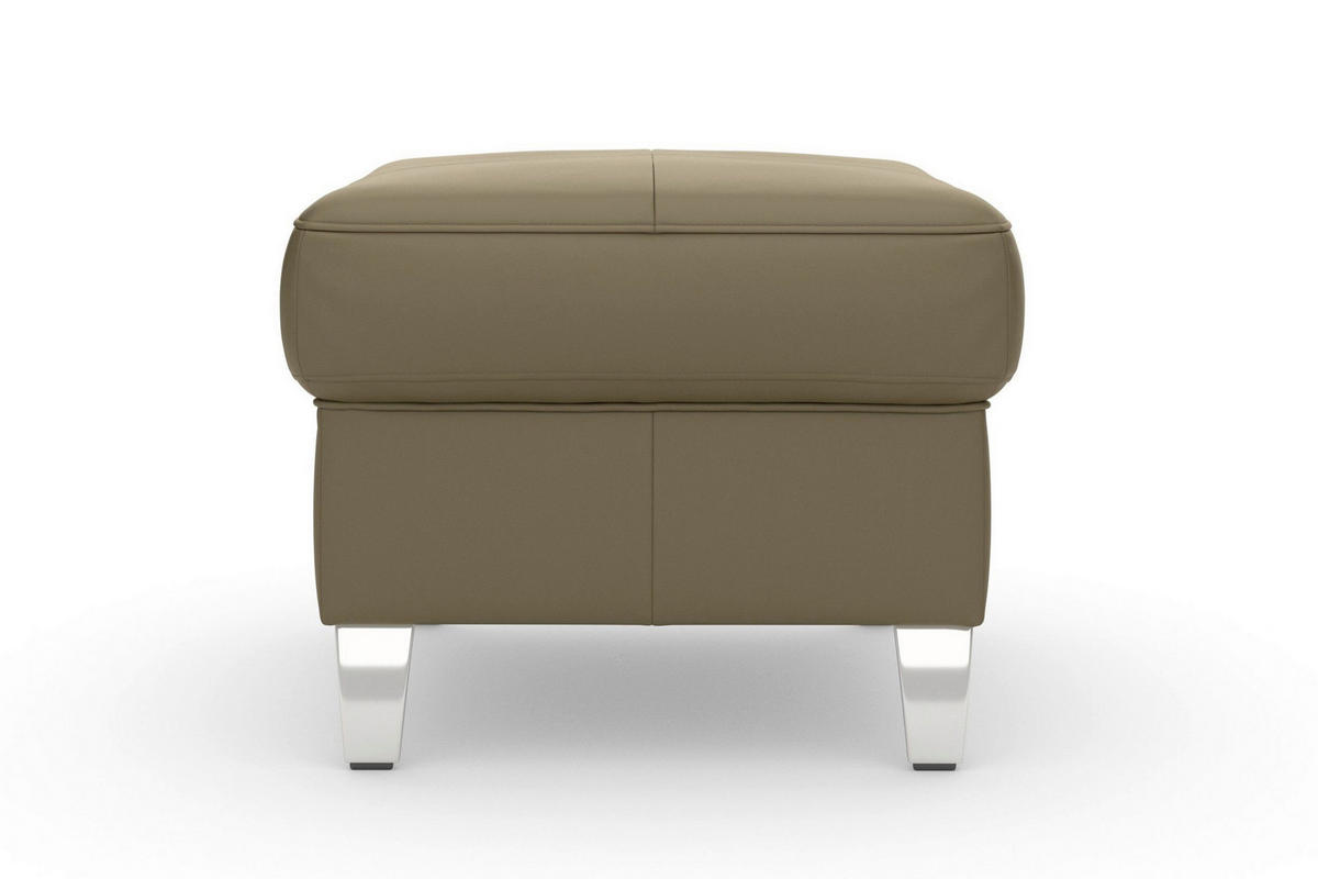 HOCKER Leder Olivgrün  - Chromfarben/Olivgrün, Basics, Leder/Metall (58/48/58cm) - Sit & More