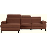 ECKSOFA Rostfarben Flachgewebe Rücken echt, Kopfteilverstellung  - Rostfarben/Schwarz, KONVENTIONELL, Textil/Metall (182/304cm) - Pure Home Comfort