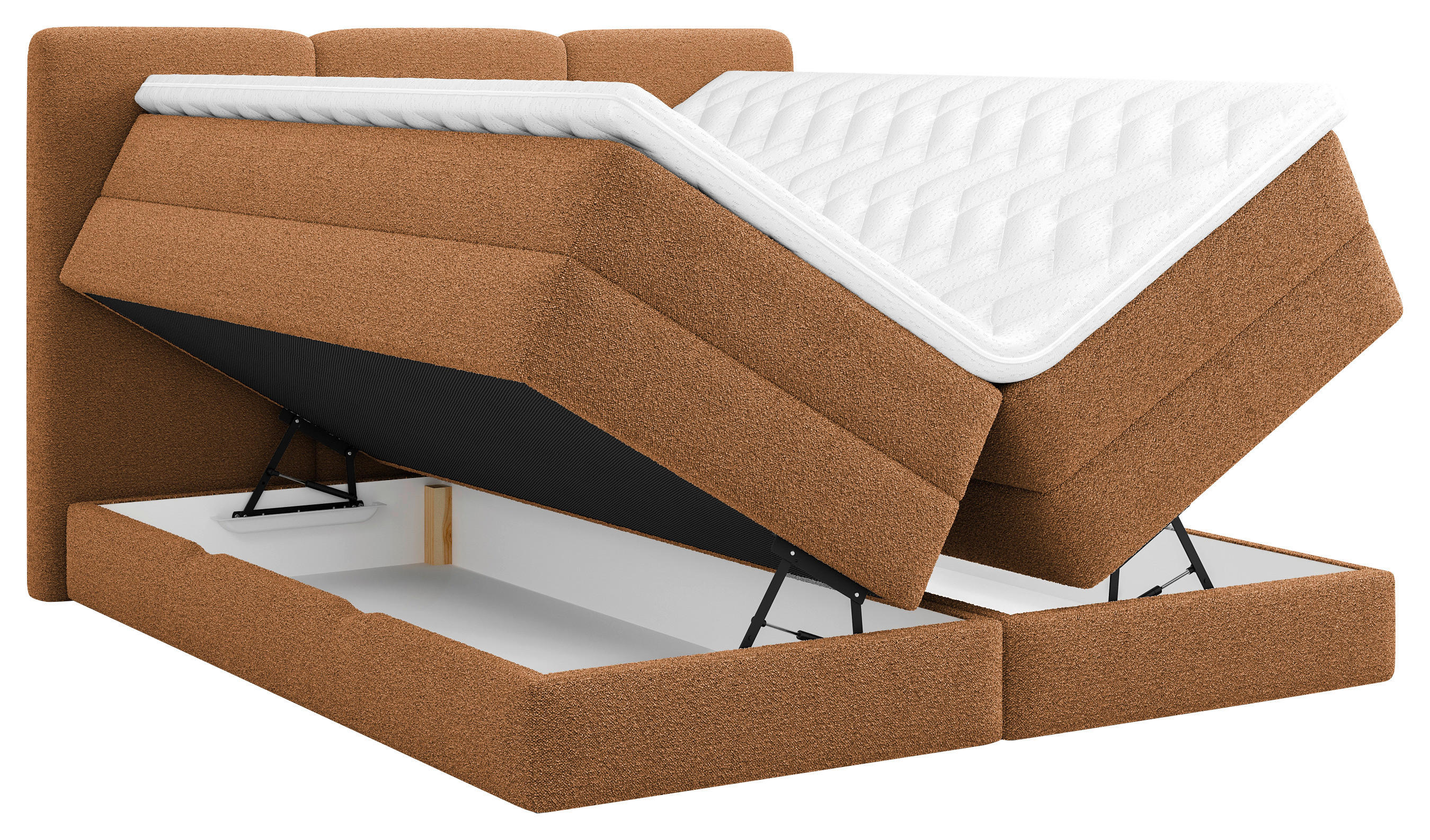 BOXSPRINGBETT 160/200 cm  in Rostfarben  - Rostfarben/Schwarz, MODERN, Holz/Holzwerkstoff (160/200cm) - MID.YOU