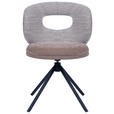 STUHL  Stoffauswahl, Sitzfläche 360° drehbar Webstoff  - Graubraun/Schwarz, Design, Textil/Metall (58/80/60cm) - Novel