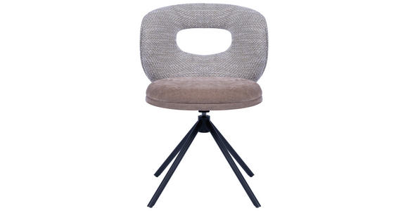STUHL  Stoffauswahl, Sitzfläche 360° drehbar Webstoff  - Graubraun/Schwarz, Design, Textil/Metall (58/80/60cm) - Novel