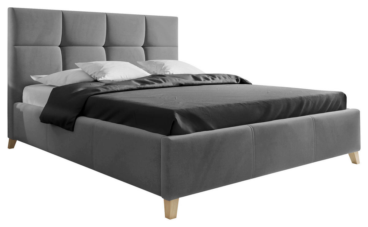 POLSTERBETT 140/200 cm  in Dunkelgrau  - Dunkelgrau/Buchefarben, Konventionell, Holz/Textil (140/200cm) - Carryhome