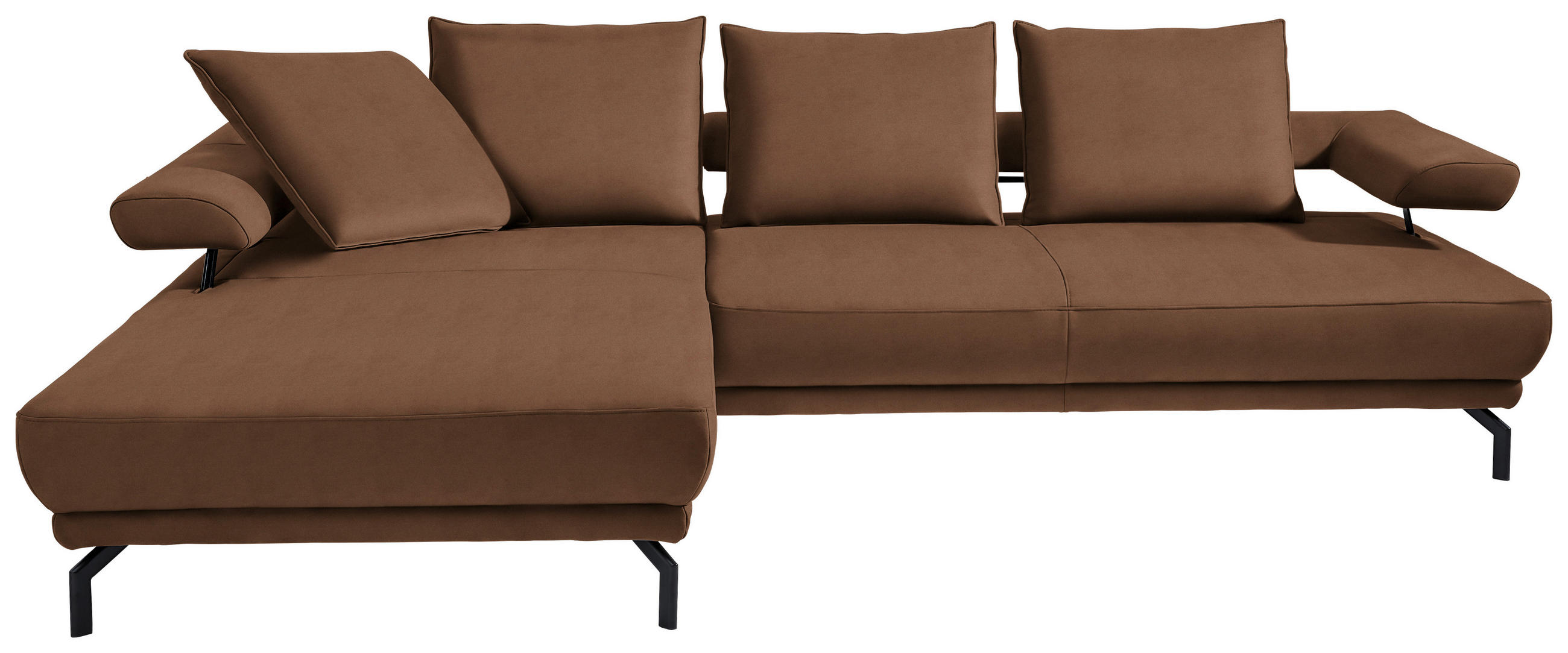 ECKSOFA in Mikrofaser Hellbraun  - Hellbraun/Schwarz, Design, Textil/Metall (224/305cm) - Dieter Knoll