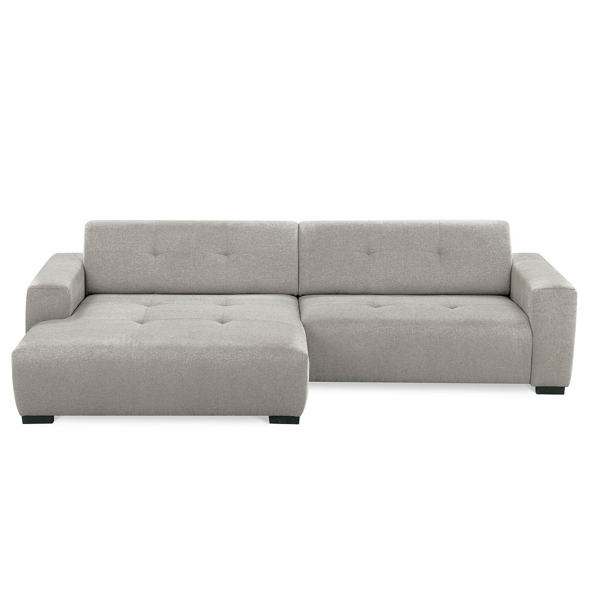 ECKSOFA AUSTIN Hellgrau Flachgewebe Sitztiefenverstellung  - Hellgrau/Schwarz, Design, Kunststoff/Textil (169/286cm) - Livetastic