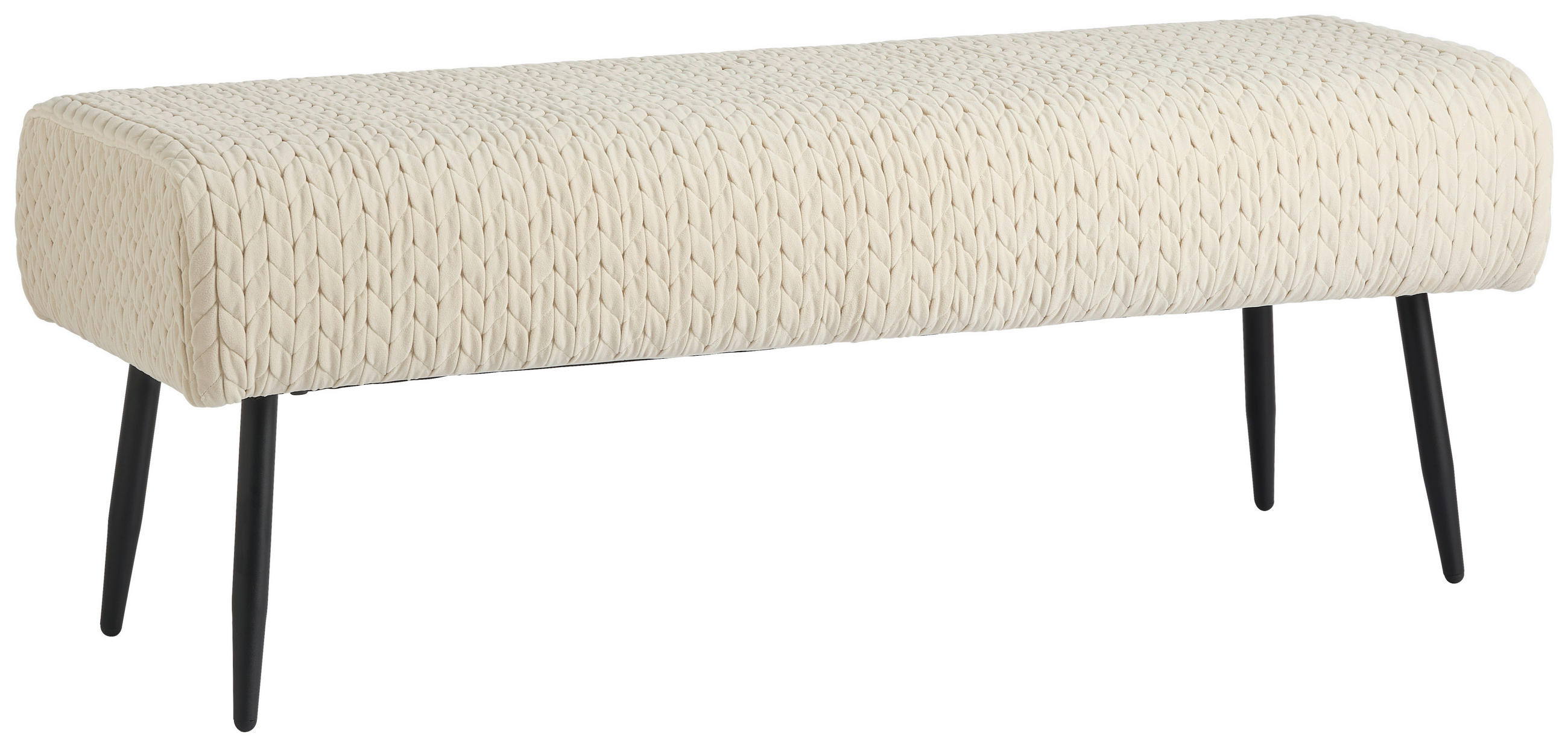 HOCKERBANK 110/41/43 cm Samt Beige  - Beige/Schwarz, Design, Textil/Metall (110/41/43cm) - MID.YOU
