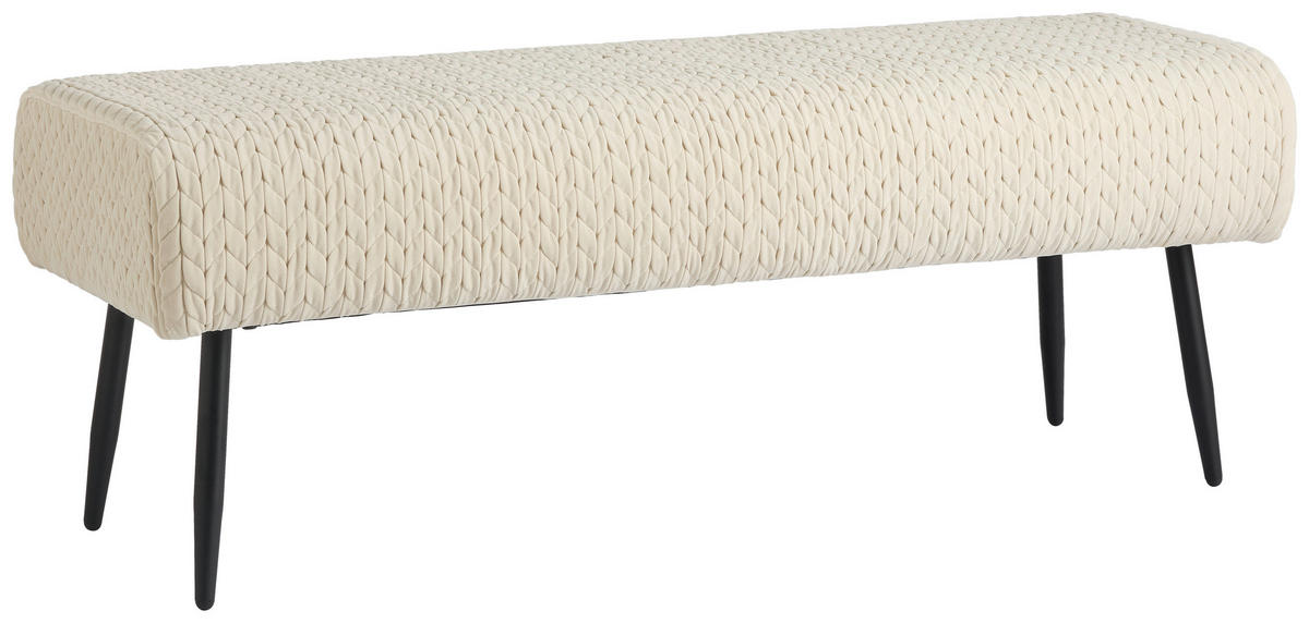 TABURETOVÁ LAVICE, kov, textil, kompozitní dřevo, 110/41/43 cm - bílá/černá, Design, kov/kompozitní dřevo (110/41/43cm) - MID.YOU