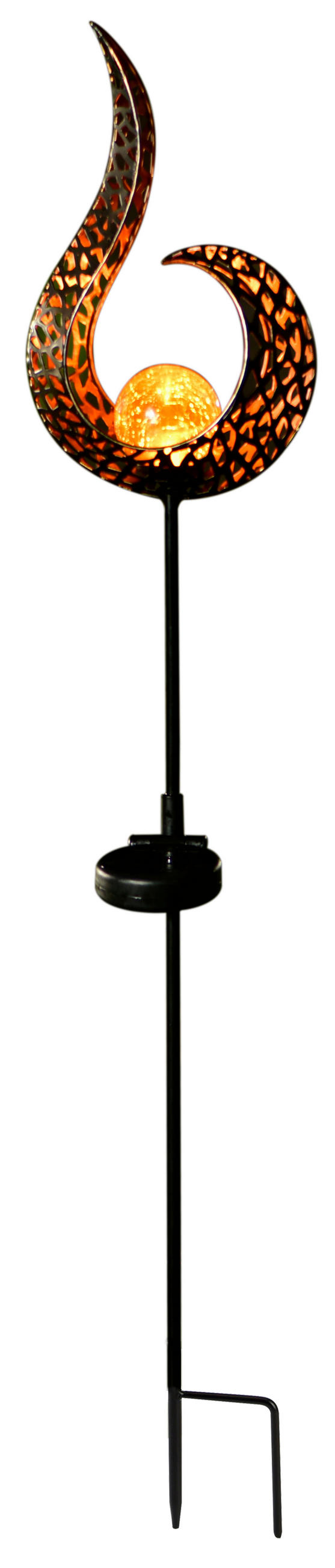 SOLCELLSLAMPA - svart/guldfärgad, Design, metall/glas (16,5/6,5/90cm) - Globo