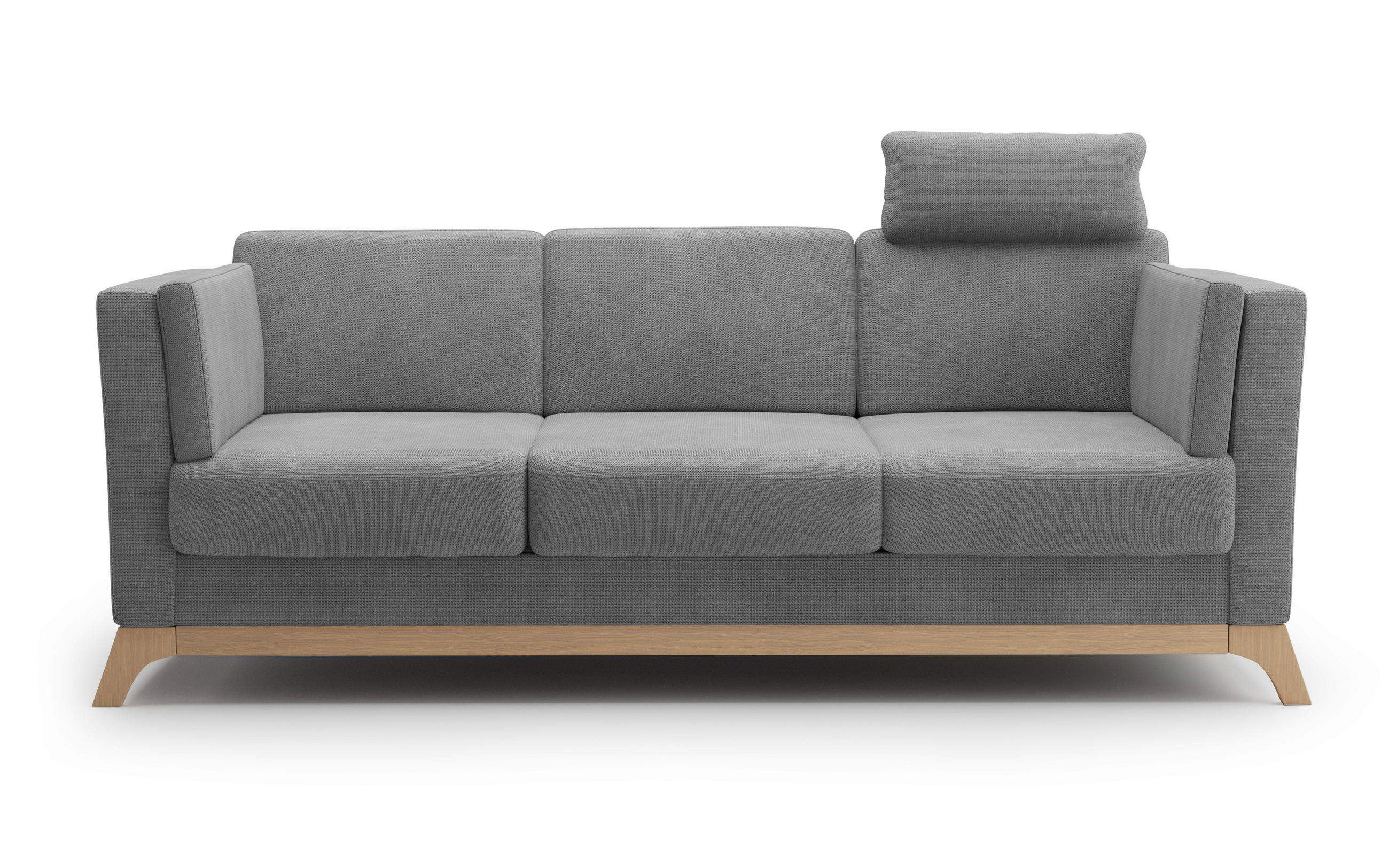 3-SITZER-SOFA in Flachgewebe Grau  - Eichefarben/Grau, KONVENTIONELL, Holz/Textil (213/84/93cm) - Sit & More