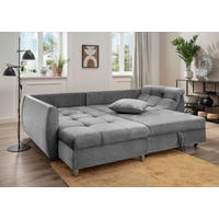 ECKSOFA Anthrazit Mikrofaser  - Chromfarben/Anthrazit, Design, Kunststoff/Textil (190/250cm) - Livetastic