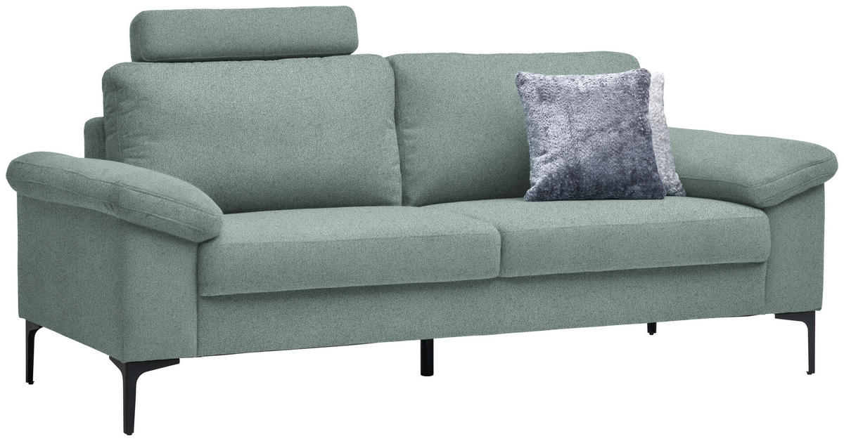 2,5-SITZER in Flachgewebe Salbeigrün  - Salbeigrün/Schwarz, Design, Textil/Metall (206/86/97cm) - Pure Home Lifestyle