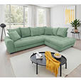 ECKSOFA Pastellgrün Cord Rückenkissen, Armlehnenkissen, Bettkasten, Schlaffunktion, Rücken echt, Liegefläche im Originalstoff  - Pastellgrün/Schwarz, KONVENTIONELL, Kunststoff/Textil (304/212cm) - Carryhome