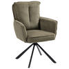ARMLEHNSTUHL  Stoffauswahl, Sitzfläche 180° drehbar Cord  - Schwarz/Olivgrün, Design, Textil/Metall (62/95/67cm) - Novel