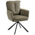 ARMLEHNSTUHL  Stoffauswahl, Sitzfläche 180° drehbar Cord  - Schwarz/Olivgrün, Design, Textil/Metall (62/95/67cm) - Novel