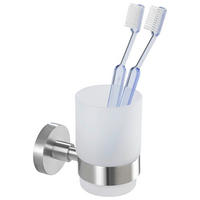 ZAHNPUTZBECHER BOSIO  - Edelstahlfarben/Transparent, Basics, Glas/Metall (5,5/9,5/10,5cm) - Wenko
